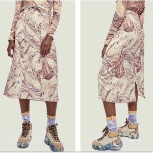 Scotch & Soda Marble Print Midi Skirt in Cream and Mauve NWOT